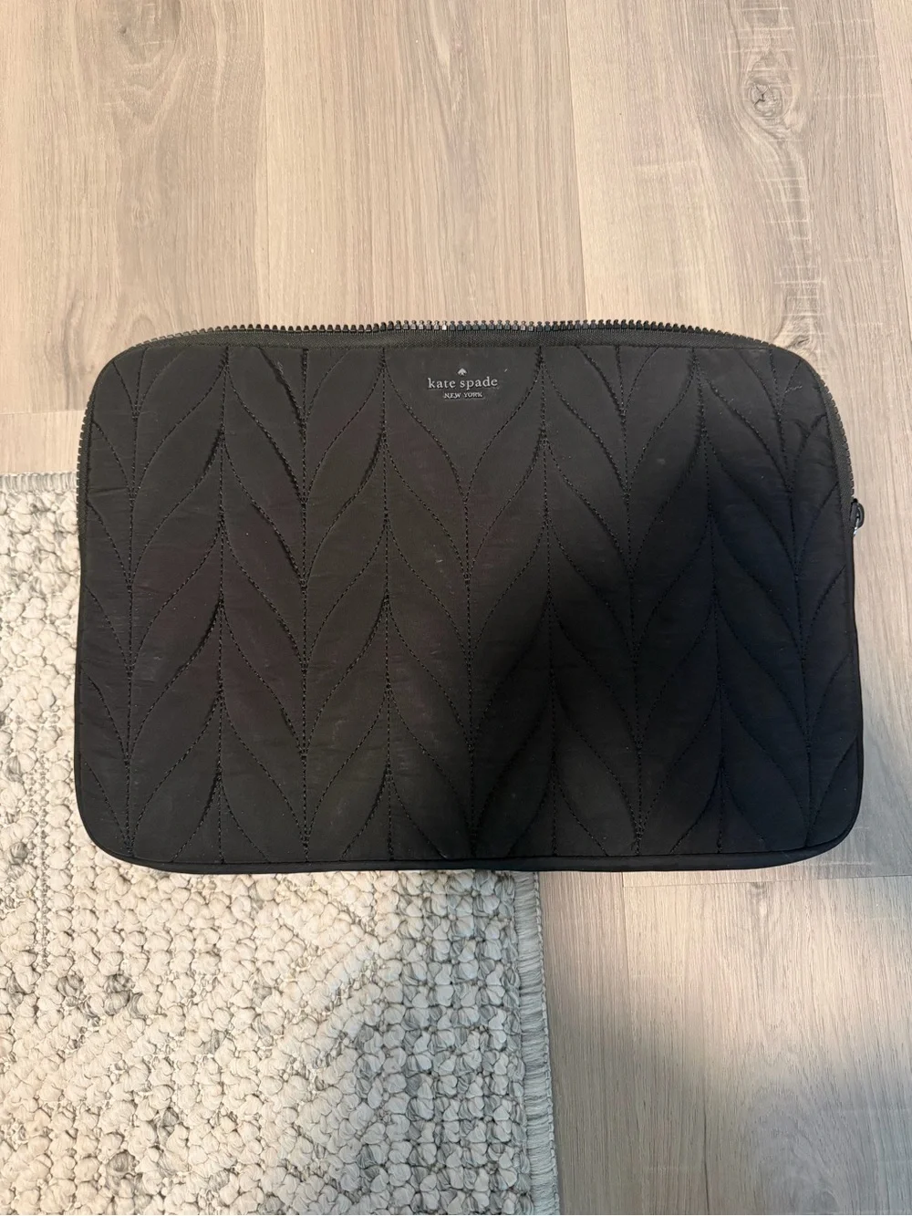 kate spade Black Quilted Leaf-Pattern Computer Sleeve
